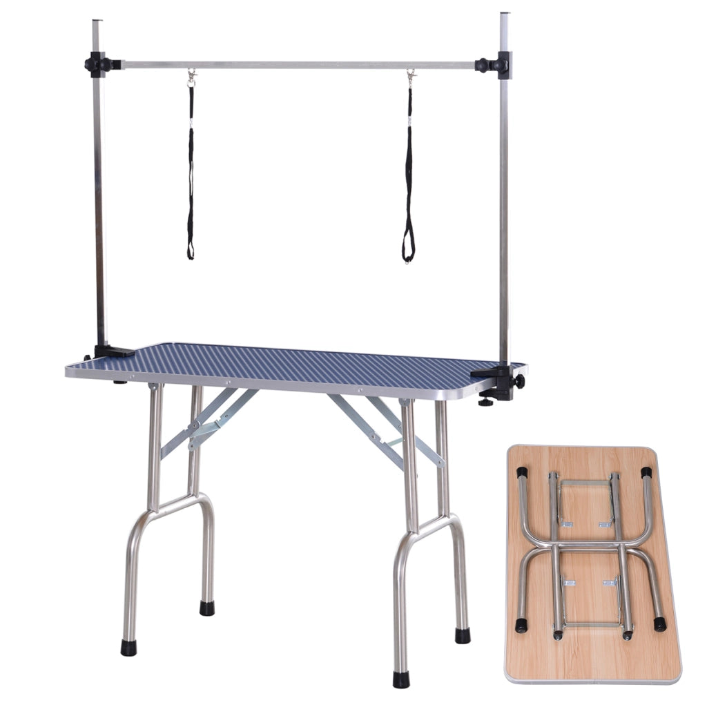 Tavolo da Toelettatura per Animali Pieghevole con Ripiano ¨C Xylo ¨C Acciaio Nero 107x60x170 cm