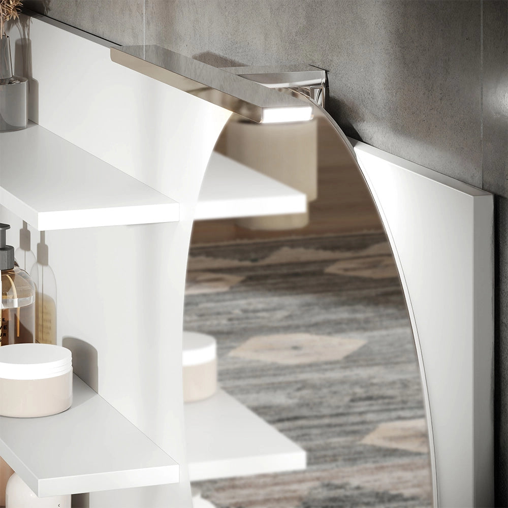 Vicco Specchio con mensola Bianco 120 x 50 cm con 3 scomparti aperti