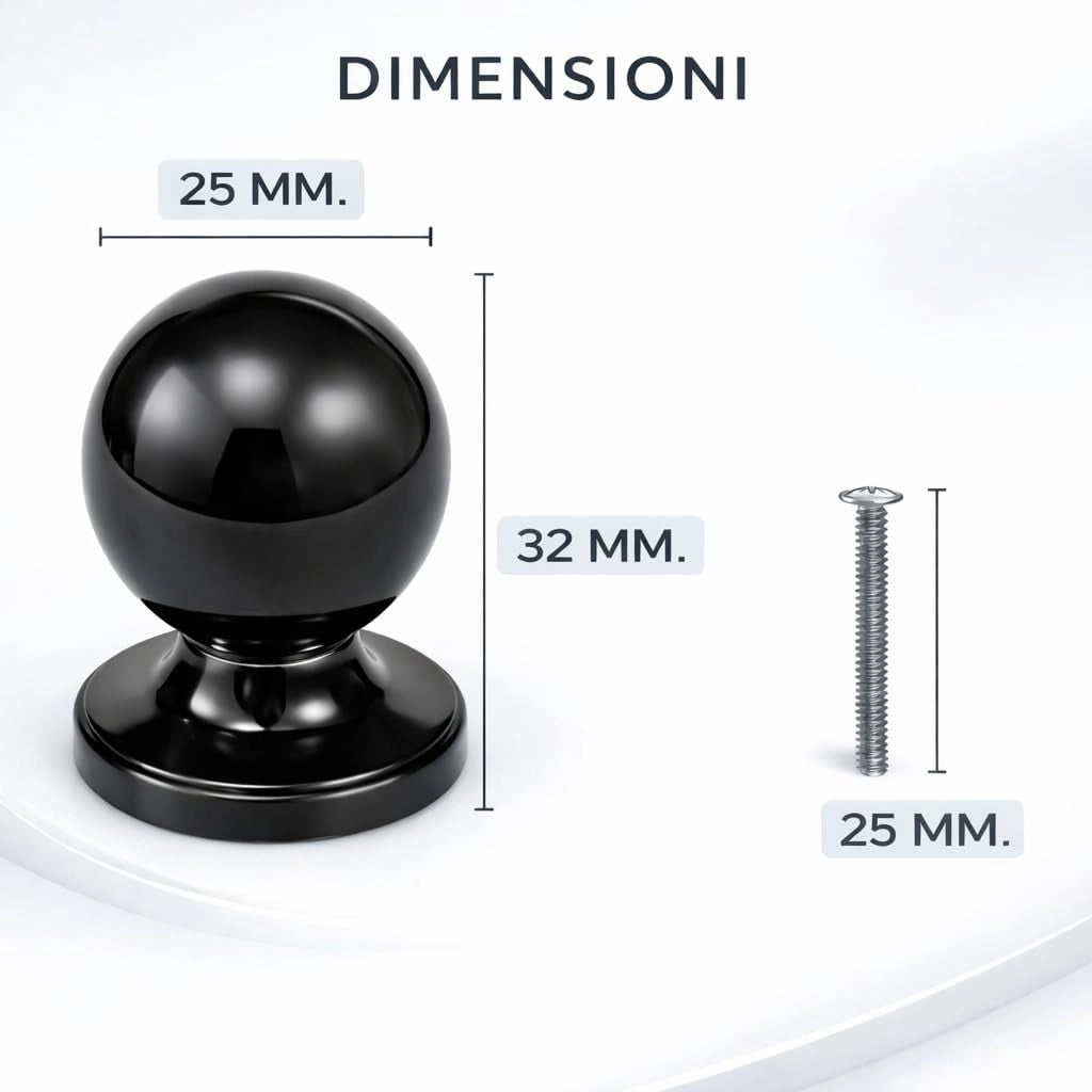 Pomolo per mobili 25x32 mm cromo satinato per cassetti e ante - confezione da 2 pezzi