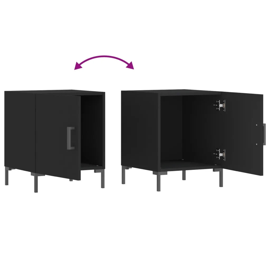 Set di 2 Comodini | Armadio da Notte | Mobiletto da notte Neri 40x40x50 cm in Legno Multistrato