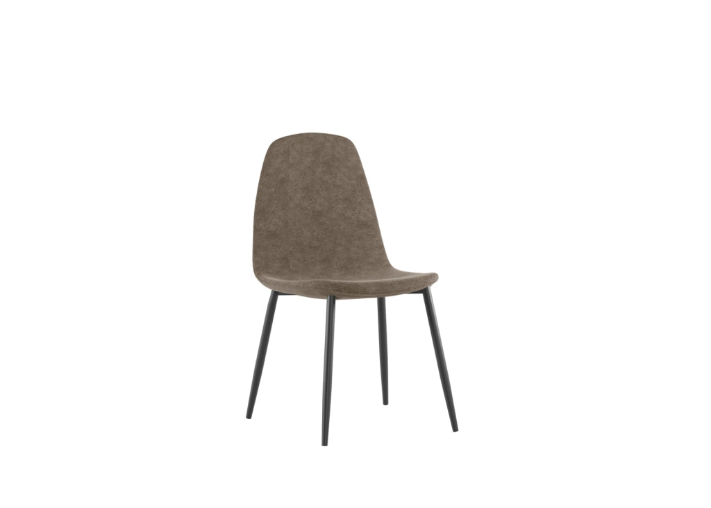 Sedia Brigitte in Similpelle Tortora Vintage con Struttura in Metallo Antracite - Seduta Imbottita Design Moderno Industrial - 4 Pezzi