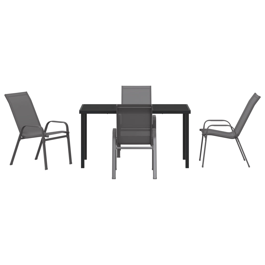 Set Tavolo da Giardino  5 Pezzi Grigio Textilene e Acciaio