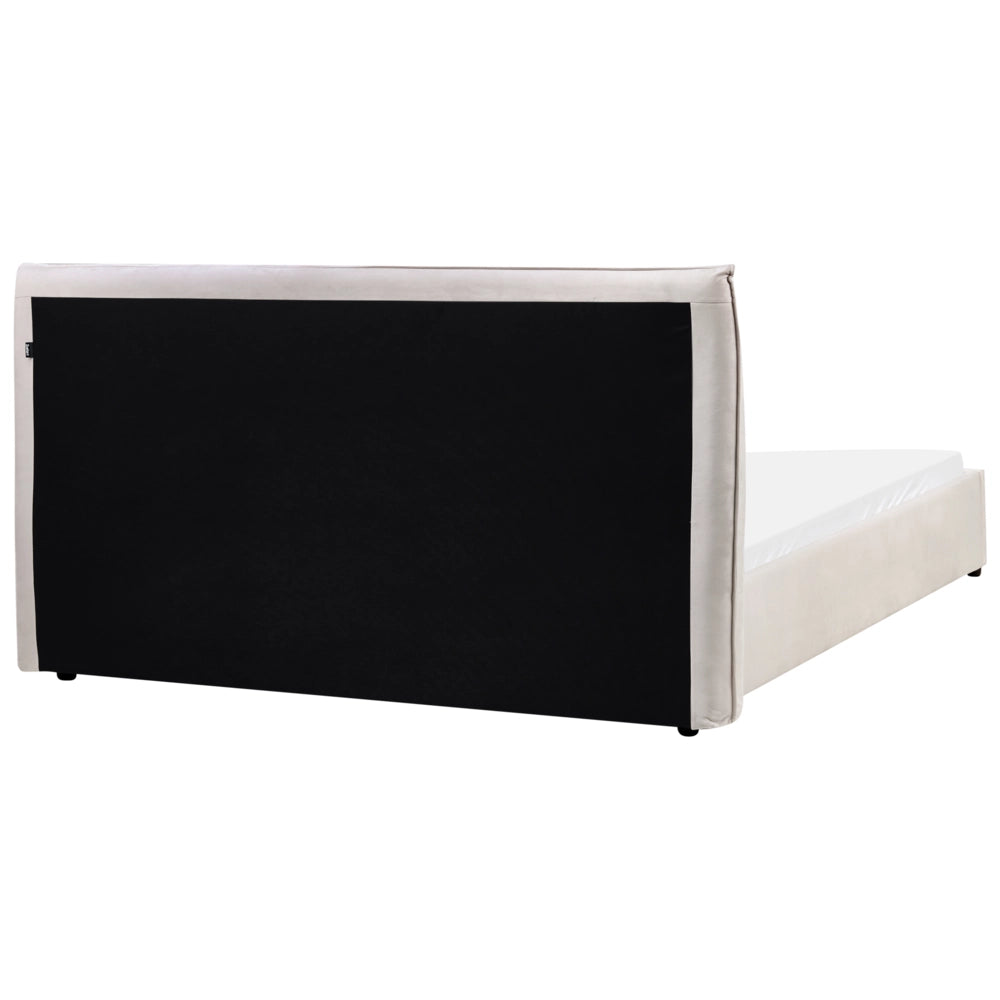 Letto matrimoniale ad acqua in velluto bianco sporco 160 x 200 cm classico minimalista
