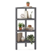 Supporto scaffale ad angolo a 4 ripiani con scaffali a doghe aperte, Libreria moderna per casa e ufficio Grigio
