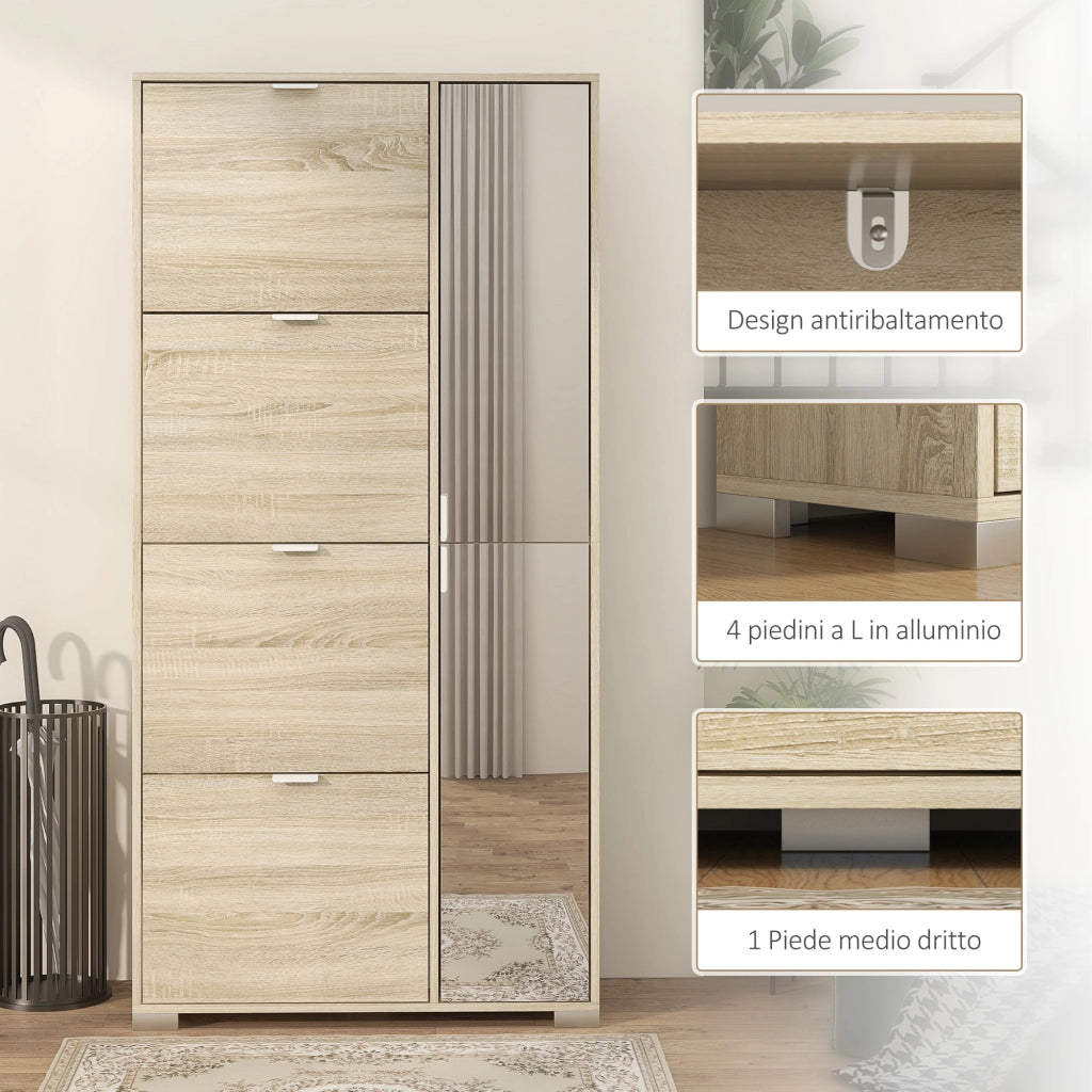 Armadio Scarpiera con Specchio ¨C Zephmum ¨C Rovere 82x30x168cm