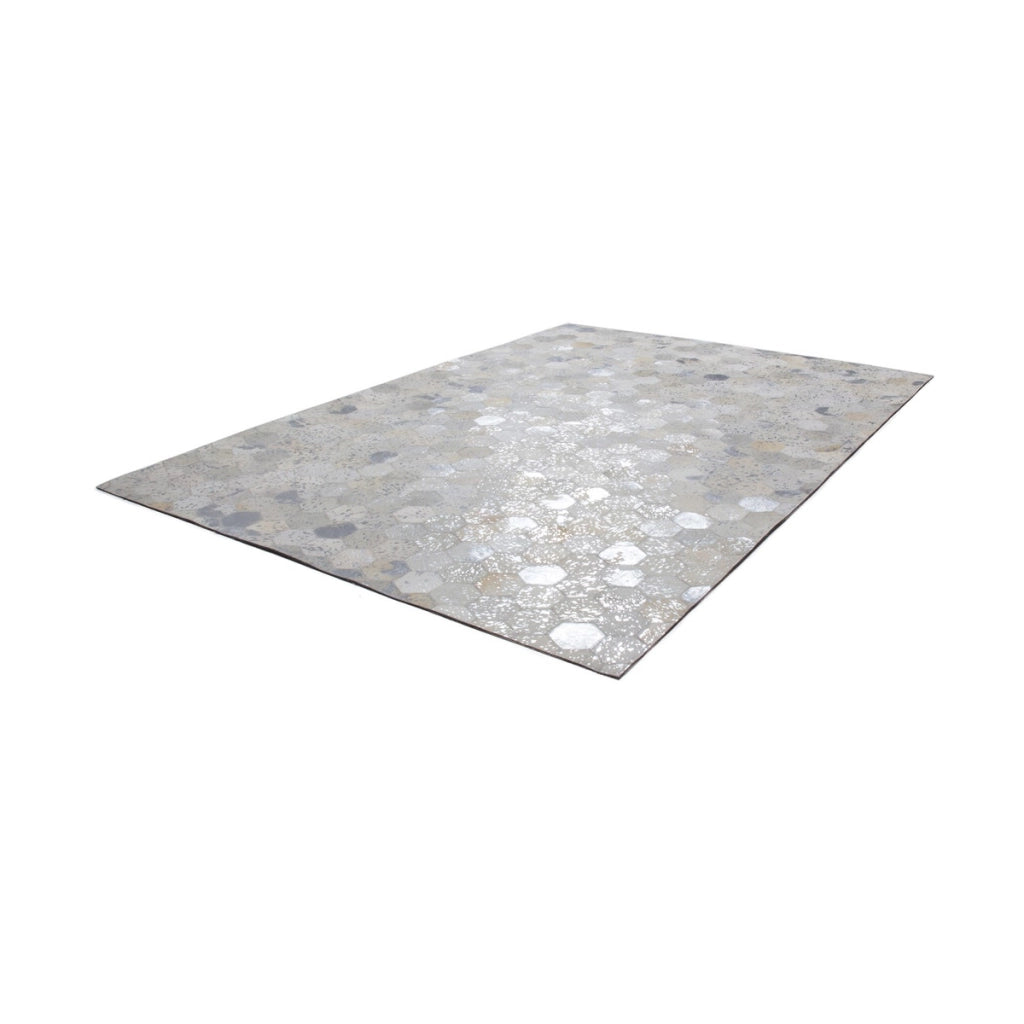 Tappeto in pelle Dazzle Grigio e Argento 80x150 cm