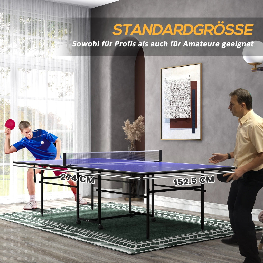 Tavolo da ping pong pieghevole ¨C zephmum ¨C 274x152,5x76 cm, blu, metallo