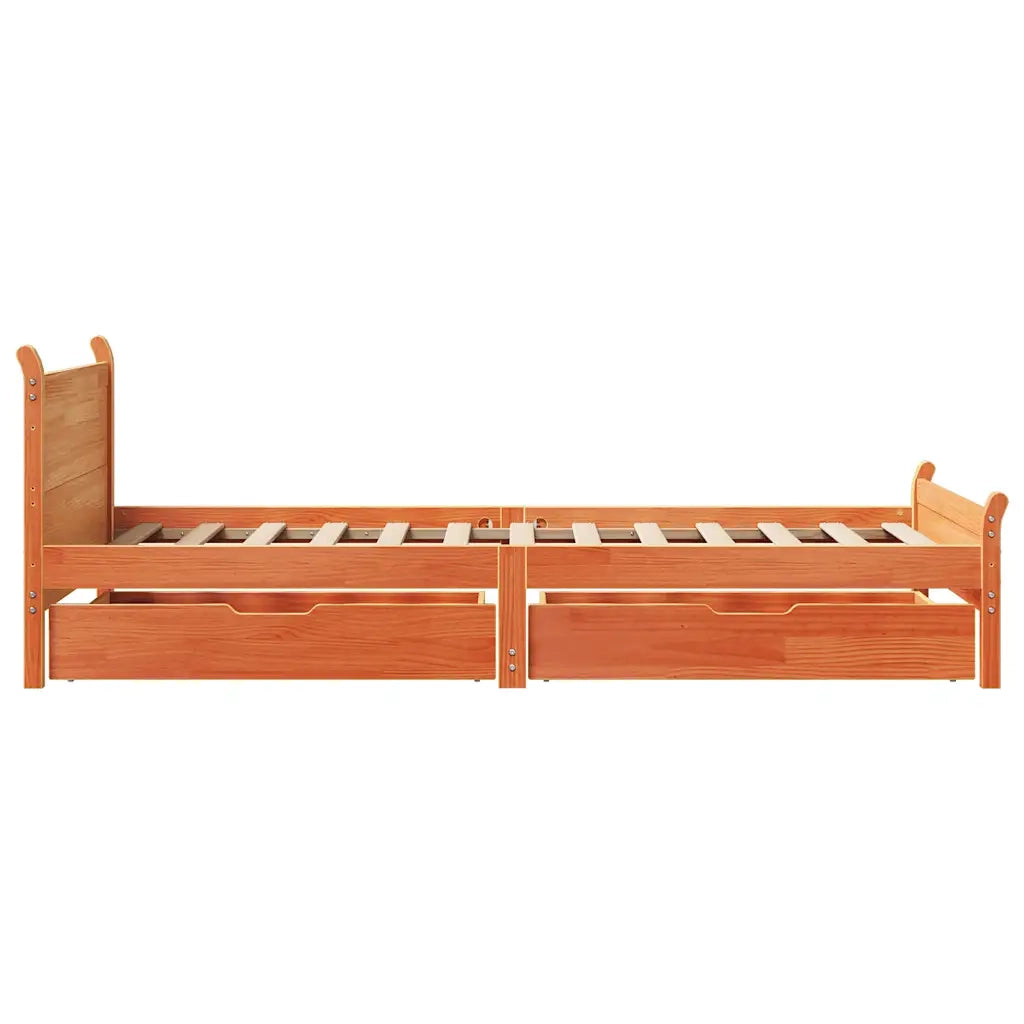 Letto senza Materasso Marrone Cera 100x200 cm in Legno di Pino