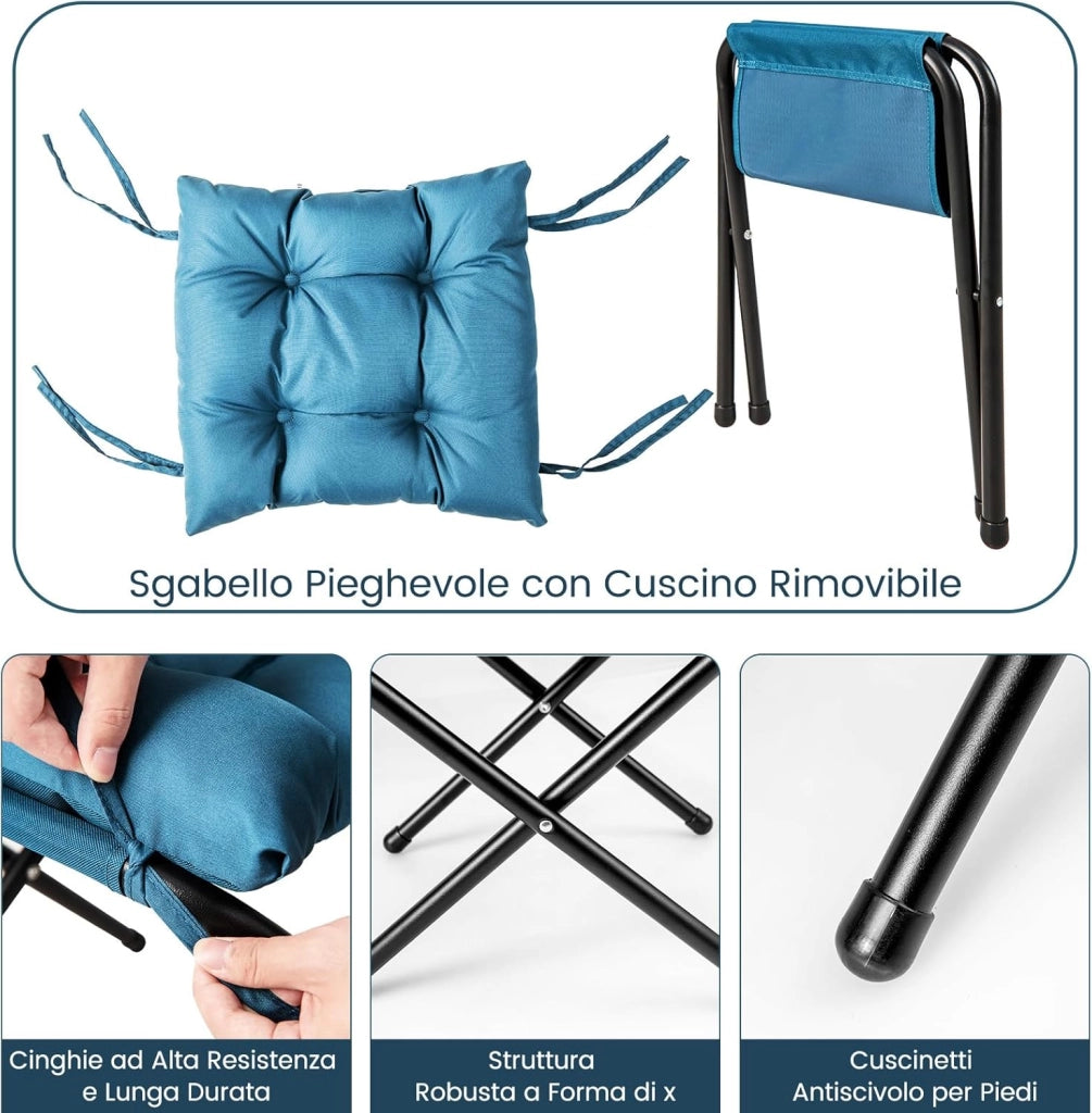 Poltrona Pigra con Poggiapiedi, Poltrona da Lettura Moderna con Cuscino, Braccioli, Poltrona d'Accento per Soggiorno, Camera da Letto, Ufficio e Esterno (blu)