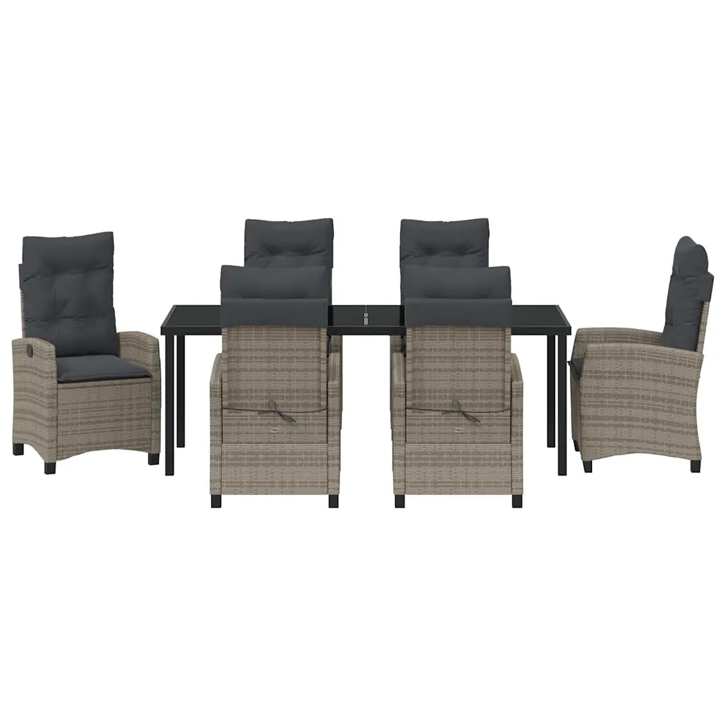 Set da Pranzo per Giardino con cuscino 7 pcs Grigio polyrattan 3380391