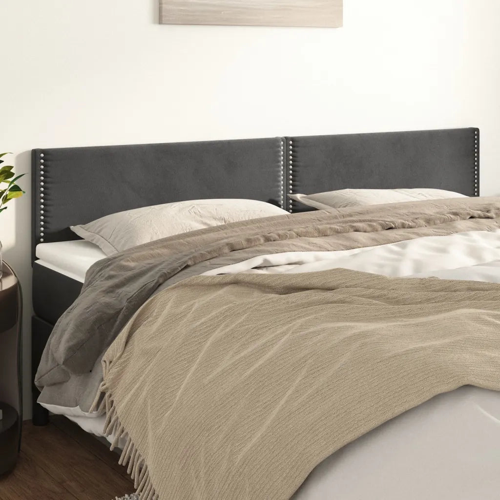Testiera 2 pz-Set di 2 Testata-Testiera Decorativa Grigio Scuro 90x5x78/88 cm in Velluto 543445