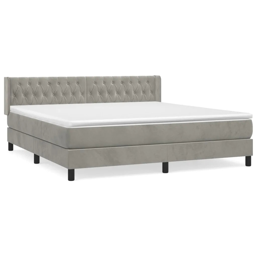 Giroletto a Molle con Materasso Grigio Chiaro 160x200cm Velluto 3131147