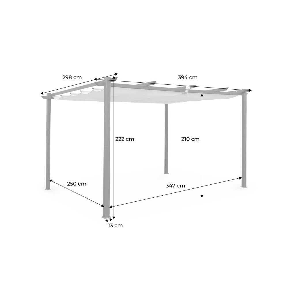 Pergola 3x4m in alluminio telo scorrevole, grigio