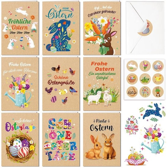 Set di biglietti di auguri - 9 pezzi - Carta kraft - Biglietti di auguri divertenti - Blanco - Etichette per buste - Originei divertenti
