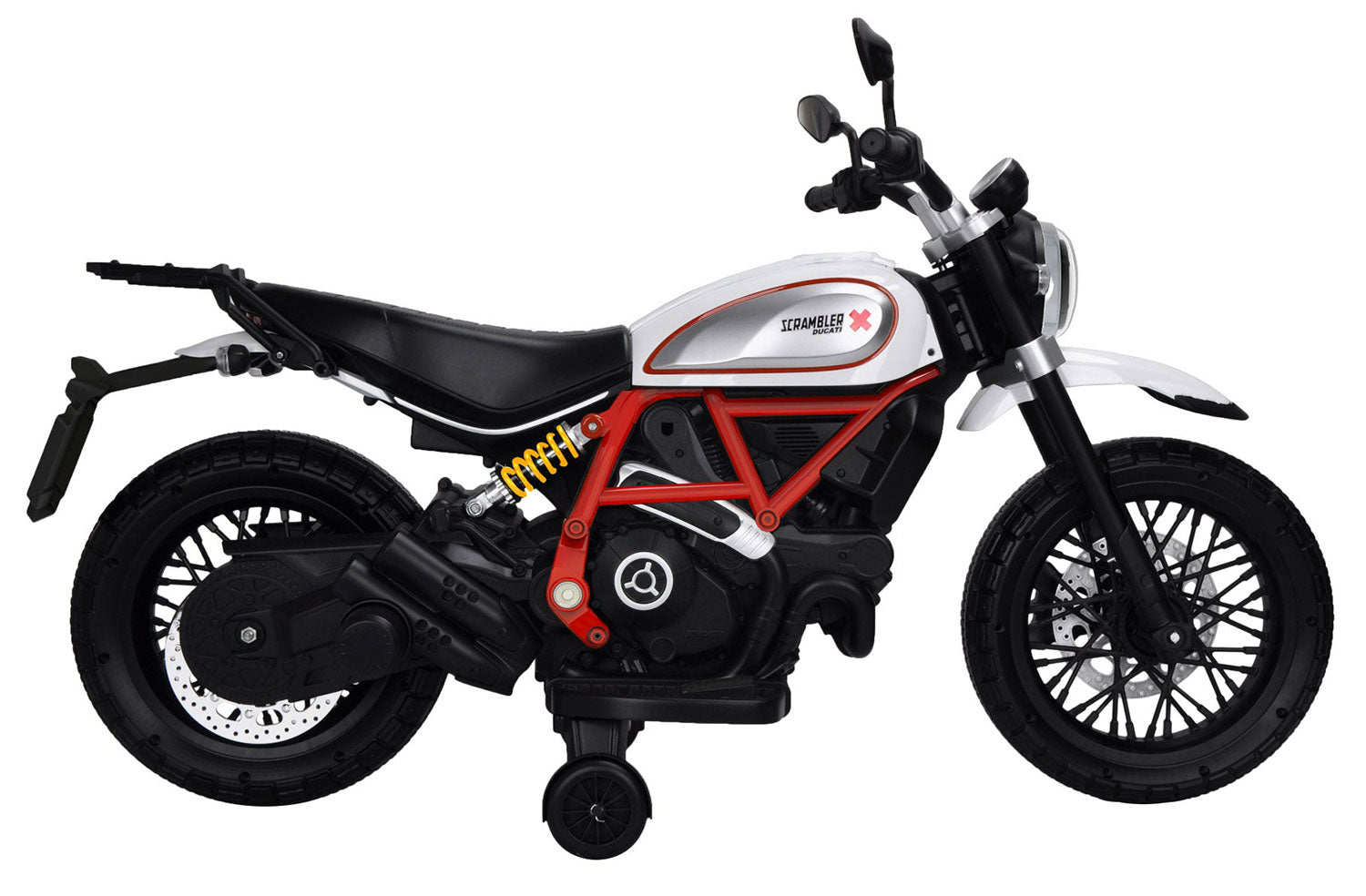 Moto Elettrica per Bambini Licenza Ufficiale Ducati Scrambler 12V 3,5Ah Bianco