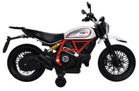 Moto Elettrica per Bambini Licenza Ufficiale Ducati Scrambler 12V 3,5Ah Bianco