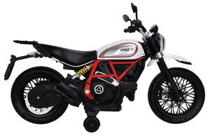 Moto Elettrica per Bambini Licenza Ufficiale Ducati Scrambler 12V 3,5Ah Bianco