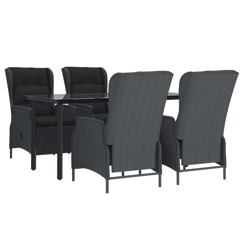 Set da Pranzo da Giardino 5 pz Grigio Scuro in Polyrattan 3156790