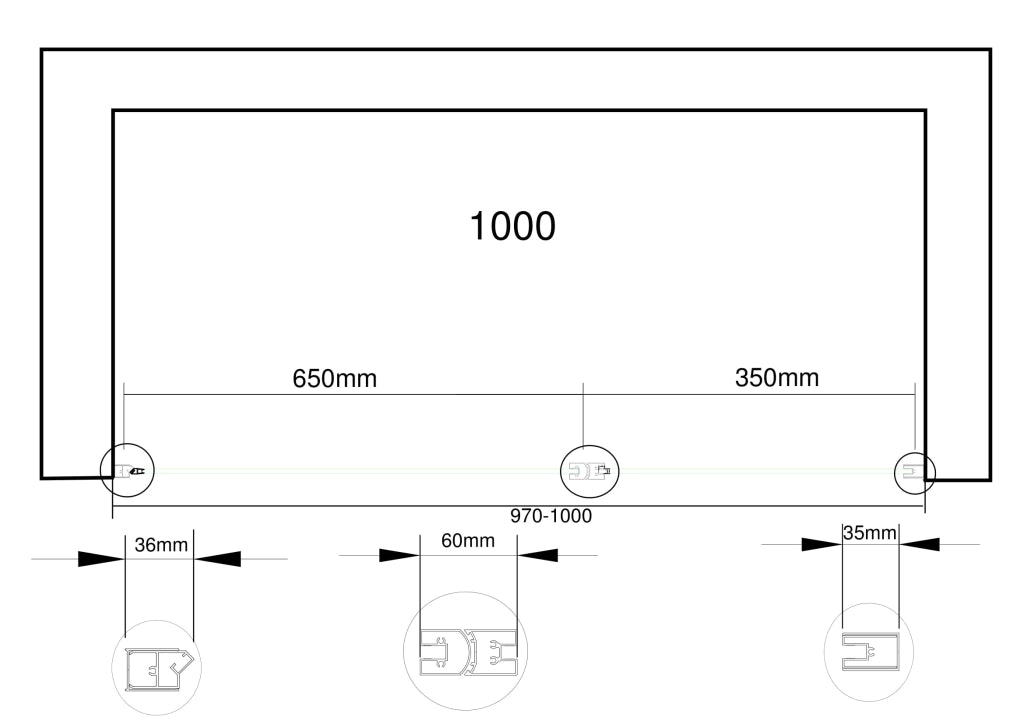 Porta doccia vetro 6 mm apertura battente con fisso in linea Altezza 190 regolabile 97-100