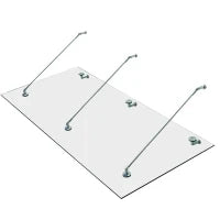 Pensilina in Vetro per Porta d'Ingresso in Acciaio Inossidabile e Vetro Temperato Trasparente 200x90cm
