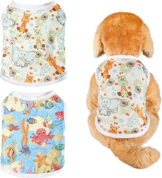 Magliette per cani, 2-pack magliette per cani magliette respiranti abbigliamento per cuccioli morbidi T-shirt estivi magliette fresche per cani abbigliamento estivo per cani e gatti (M)
