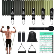 Set di Cinture di Resistenza 200LBS - 5 Cinture di Resistenza - 2 Maniglie - 2 Cinture Singole - 1 Ancoraggio - 1 Borsa di Stoccaggio - 1 Guida di Allenamento