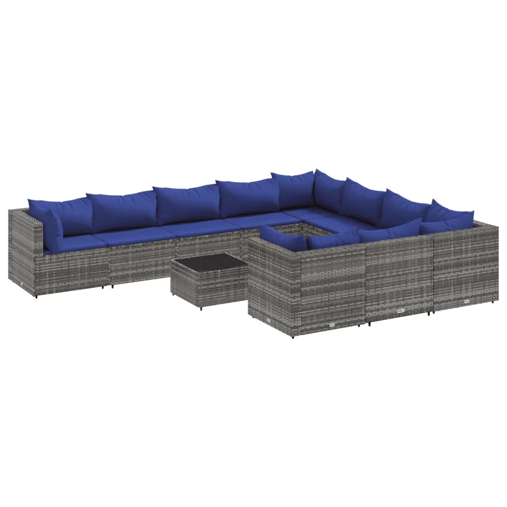Set Divani da Giardino 11 pz con Cuscini in Polyrattan Grigio 3308343