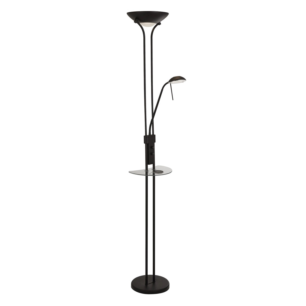 Piantana Senza Fili Acciaio Nero Policarbonato Trasparente Led 22,4W 3000K