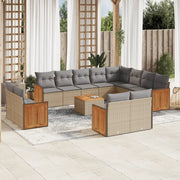 Set Divano da Giardino 13 pz con Cuscini Beige in Polyrattan 3260603