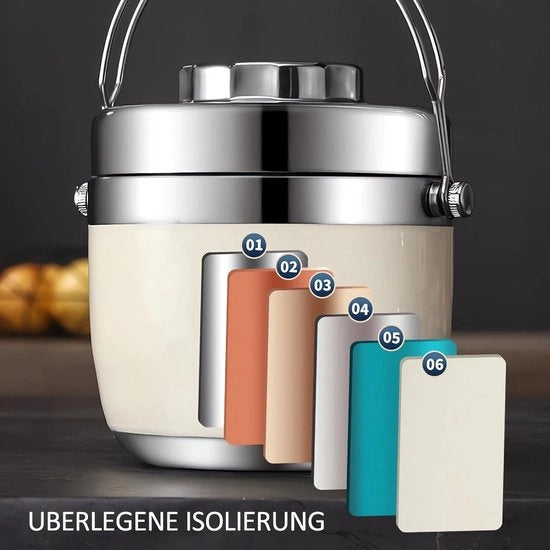 Contenitore termico per cibo, grande, 1300 ml, acciaio inossidabile, contenitore termico per alimenti, con coperchio e contenitore per trasporto