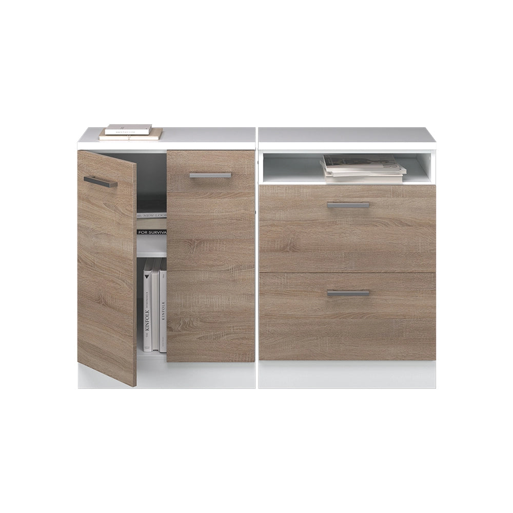 Set di mobili sottotetto Rion Sonoma/Bianco 120 cm Set di 2 carcasse armadio profondità 60 cm Vicco