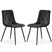 Set di 2 Sedie in velluto trapuntate MILO Nero gambe nere