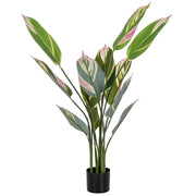 Pianta artificiale decorativa verde con 12 foglie verde 65x65x120
