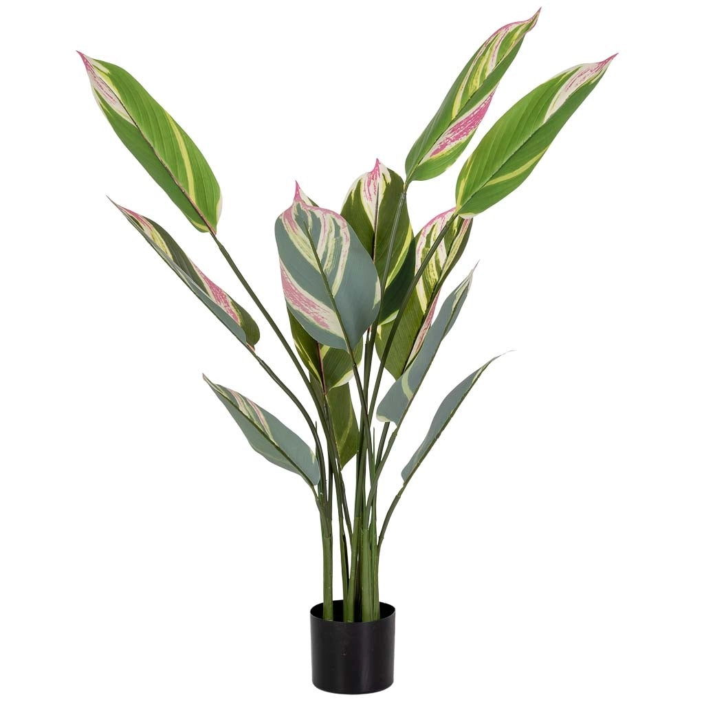 Pianta artificiale decorativa verde con 12 foglie verde 65x65x120