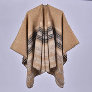 Nuovo cappotto-scialle vintage da donna in cashmere con spacchi, spesso e caldo.