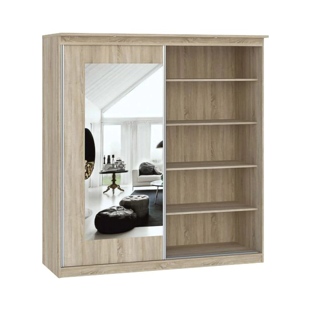 Armadio Camera da Letto Lesale, Guardaroba 2 Ante Appendiabiti, 180x195h cm Marrone Rovere