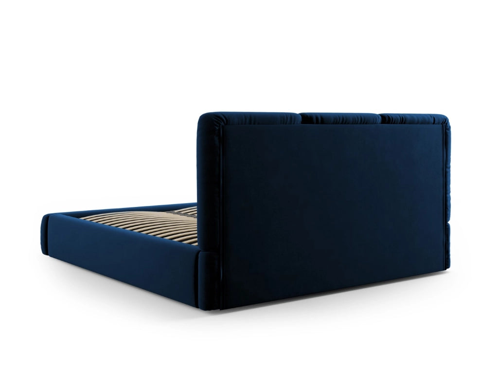 Cosmopolitan Design - Letto a cassettone con testiera "Nicolas" 180x200cm in velluto blu reale 