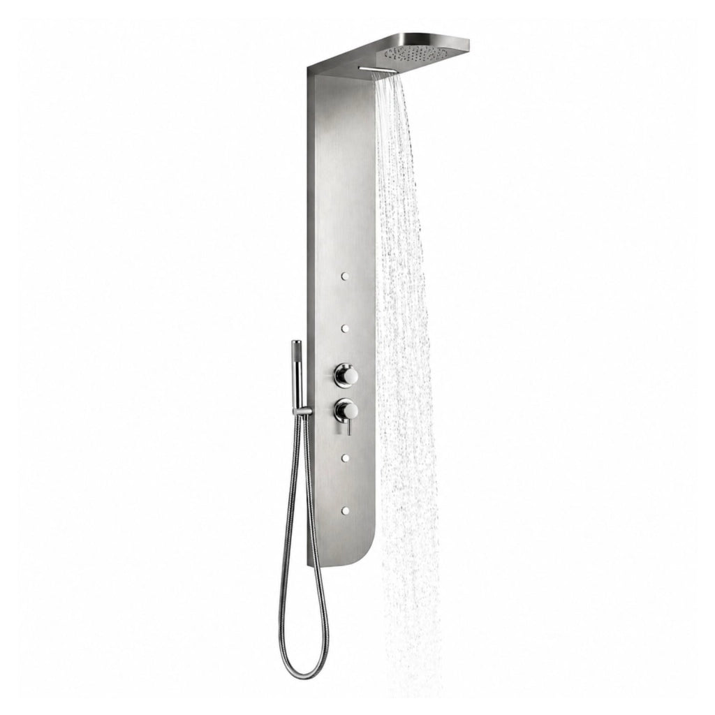 Colonna doccia acciaio inox 4 funzioni getto a cascata 4 bocchette idro lombari l20xp50xh150 005 *** finitura- spazzo...