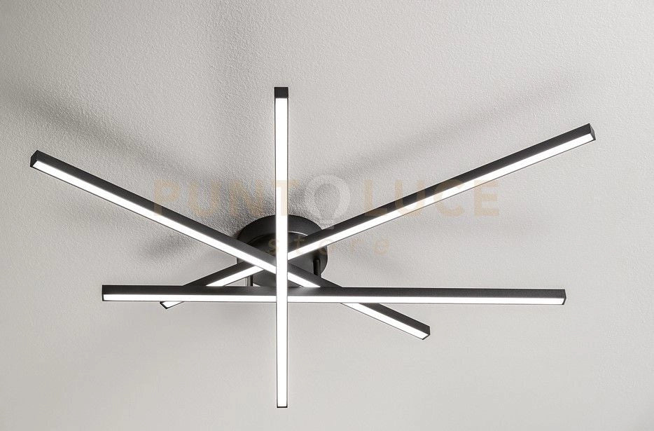PLAFONIERA IN ALLUMINIO COLORE NERA SYNCRO LED 58W CCT 3000K 4000K 6000K 4060LM 90CM DIMMERABILE