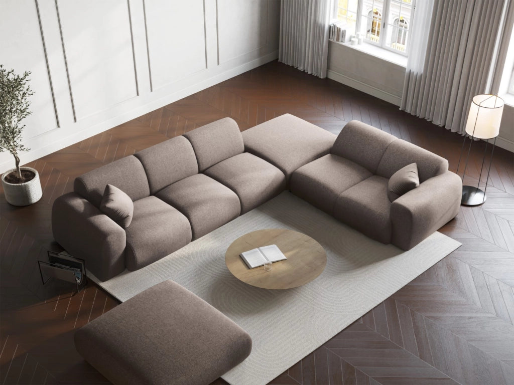 Cosmopolitan Design - Divano angolare destro "Nolio" 4 posti in ciniglia beige 
