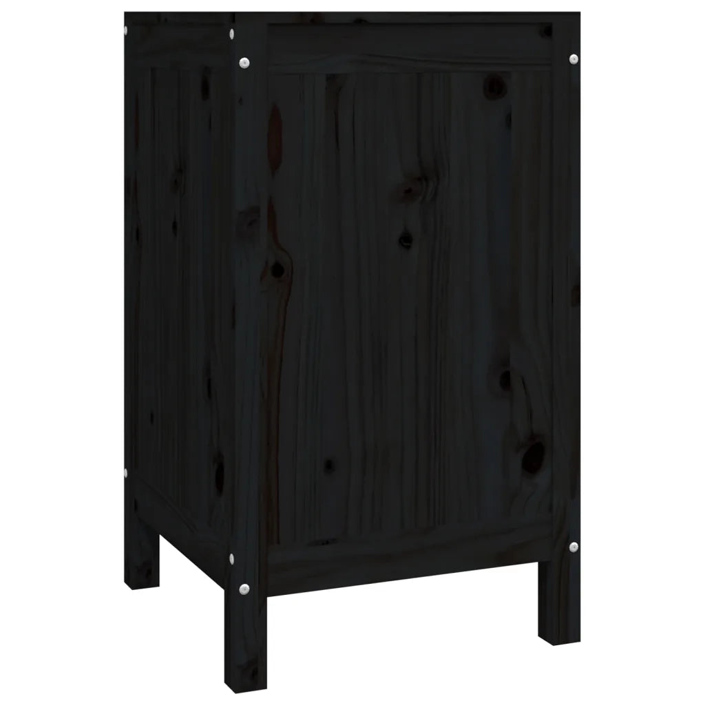 Contenitore per Bucato Nero 44x44x76 cm Legno Massello Pino 823578