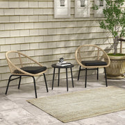 Set Mobili da Giardino in Rattan 3 Pezzi con Tavolino e 2 Sedie ¨C Xylo ¨C Giallo, Cuscini, Balcone