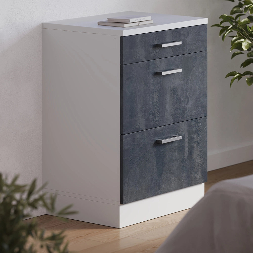 Mobile per mansarda Rion Calce nera/Bianco 60 x 83.8 cm senza inclinazione con 3 cassetti Vicco