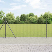 Recinzione con Posto Grigio 1 x 25 m Acciaio e PVC