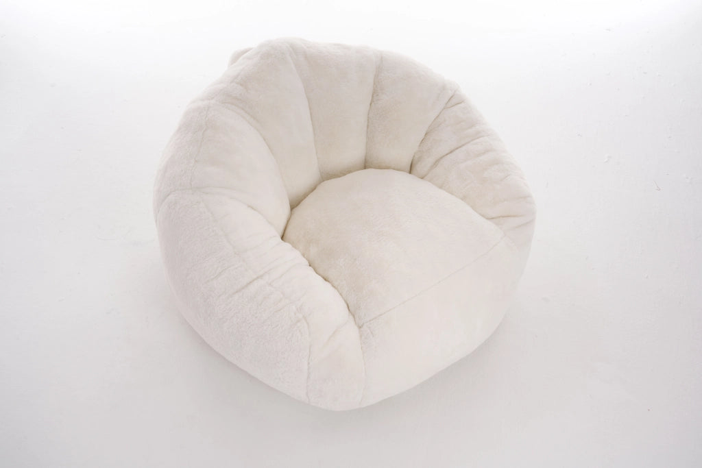 Pouf in memory foam con supporto lombare e fodera in pelliccia sintetica senza montaggio bianco 45 × 41 × 28 cm