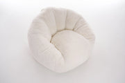 Pouf in memory foam con supporto lombare e fodera in pelliccia sintetica senza montaggio bianco 45 × 41 × 28 cm