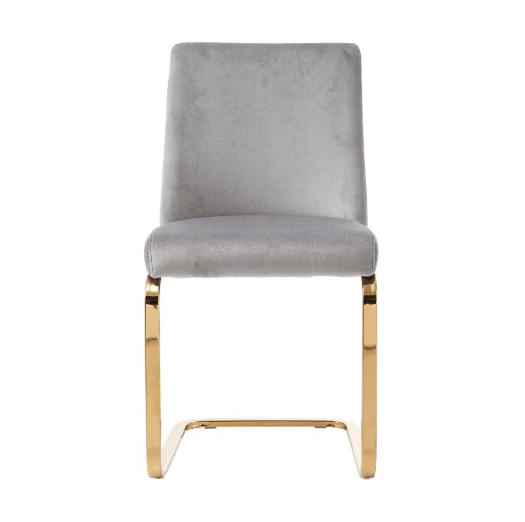Set 2 sedie da pranzo in velluto grigio con gambe in metallo