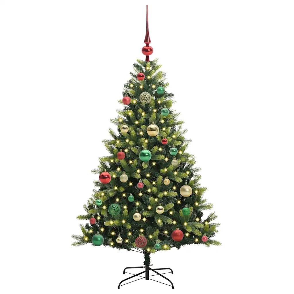 Albero di Natale Artificiale Pieghevole 150 LED Verde 120 cm 3395981