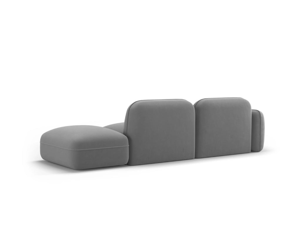 Cosmopolitan Design - Divano modulare destro "Sydney" 3 posti in velluto grigio chiaro 