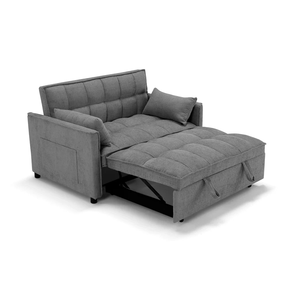 Divano letto modello PALERMO con 2 cuscini, massima imbottitura, design adatto per ambienti classici e moderni, colore Grigio